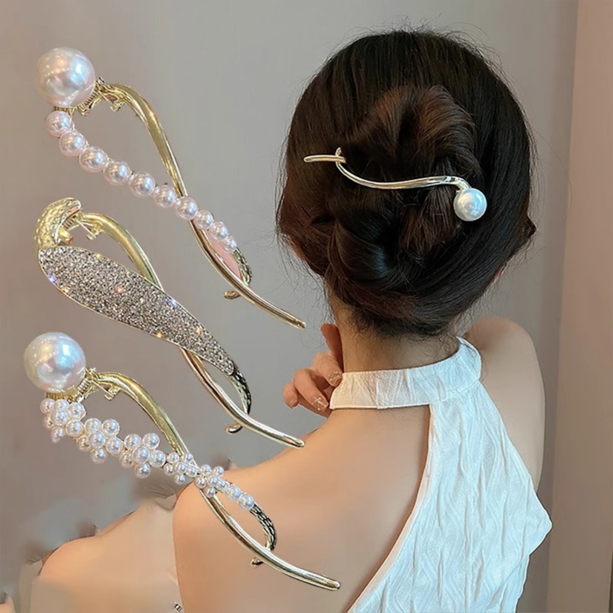 Elegant Glitter Pearl Hair Cli - Korean Daily Lifestyle 评论和价格