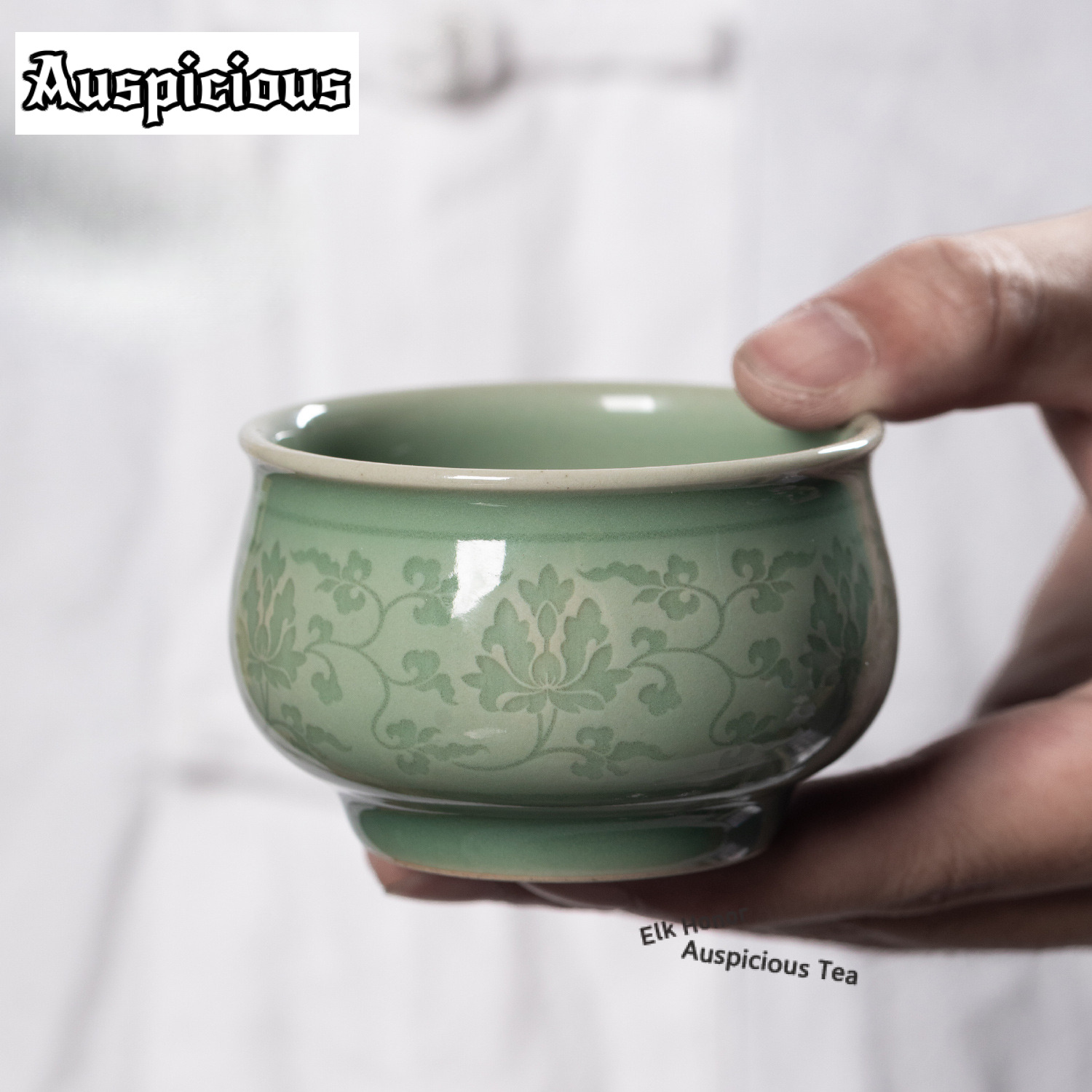 108ml Handmade Twining Lotus C - Celadon Ceramic Cup 评论和价格