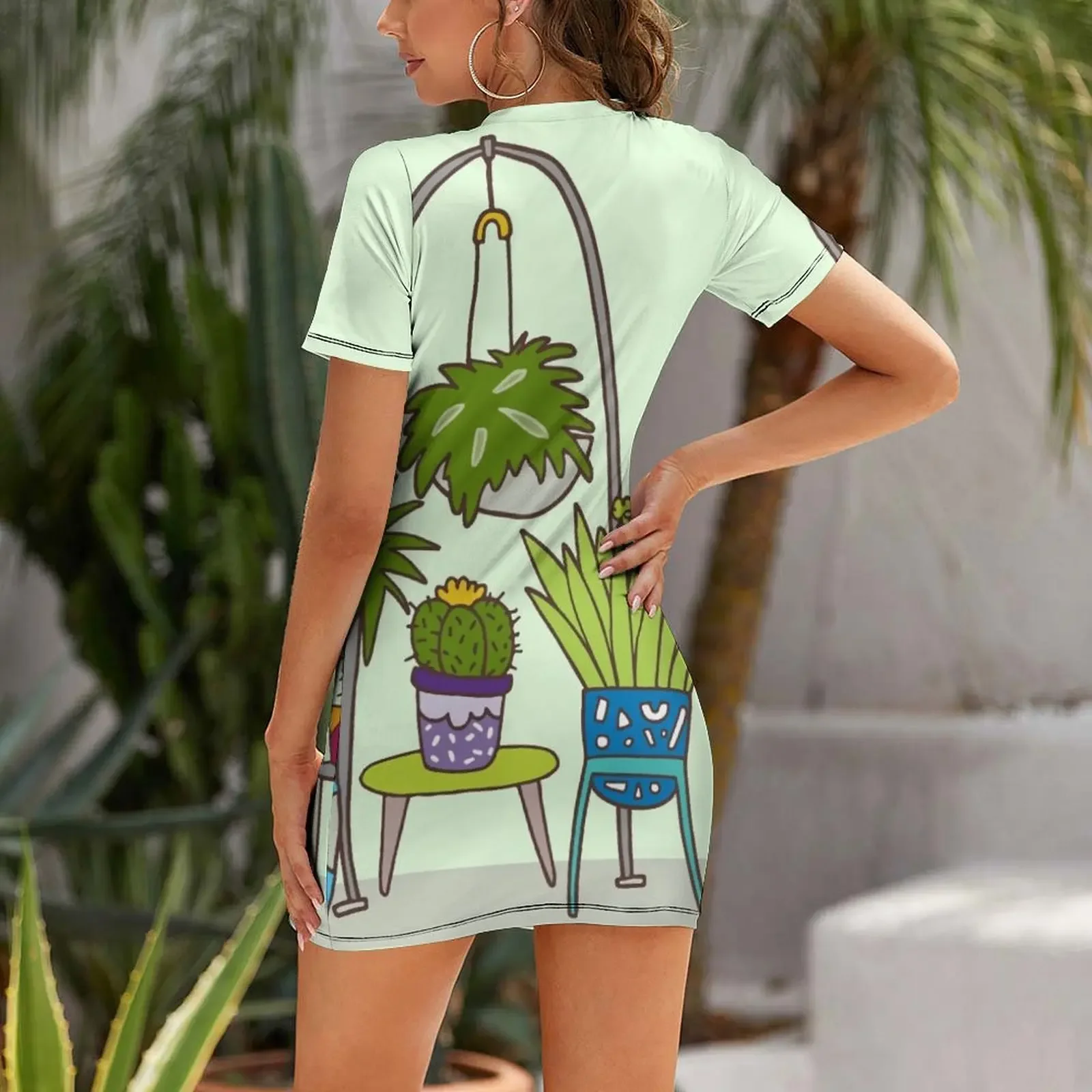 Plant life Short-Sleeved Dress - Korean Girls Lifestyle 评论和价格