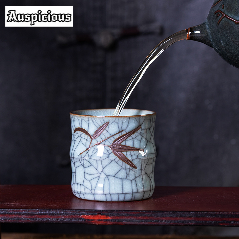 70ML Creative Bamboo Leaf Shap - Celadon Ceramic Cup 评论和价格
